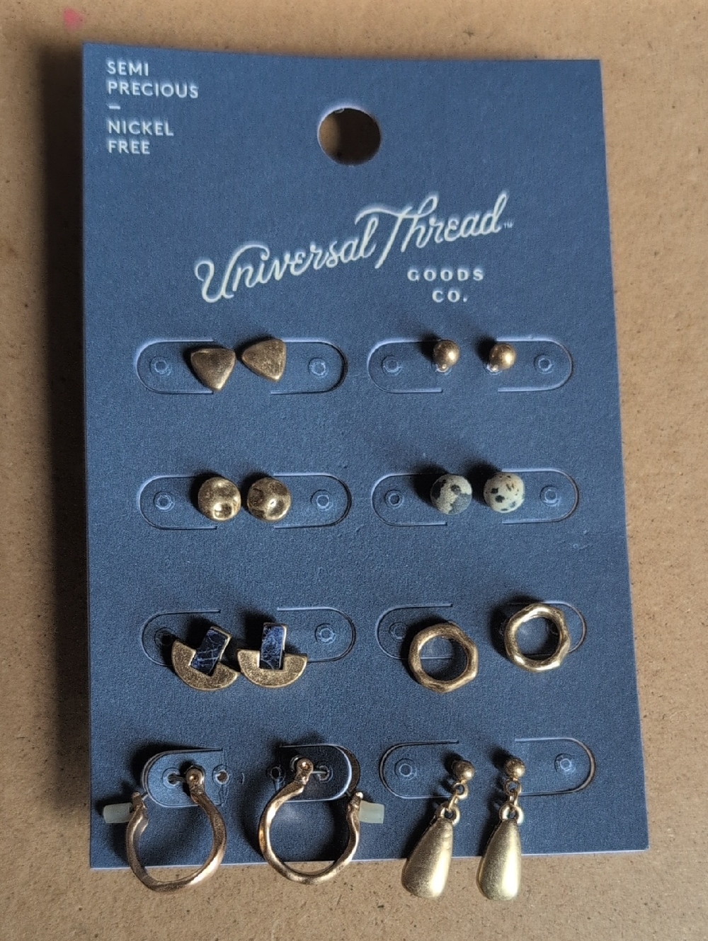 Universal Thread Gold Tone Mixed Stud and Hoop Earring Set